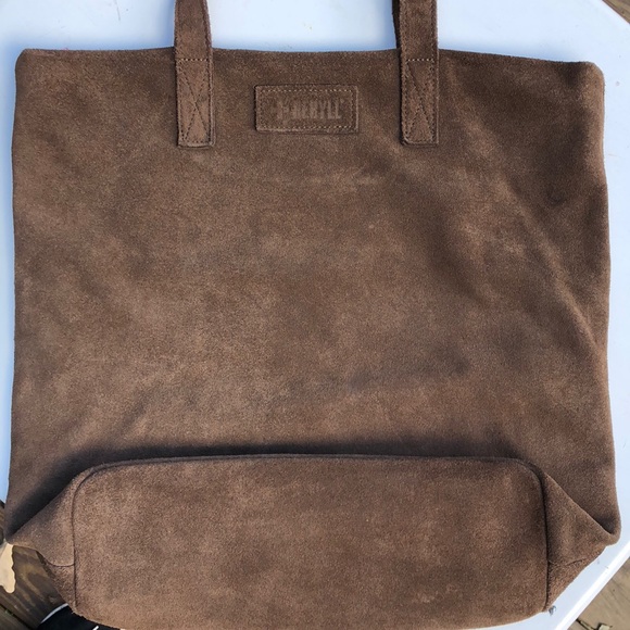 Beryll 100% brown suede leather bag. - Picture 1 of 3